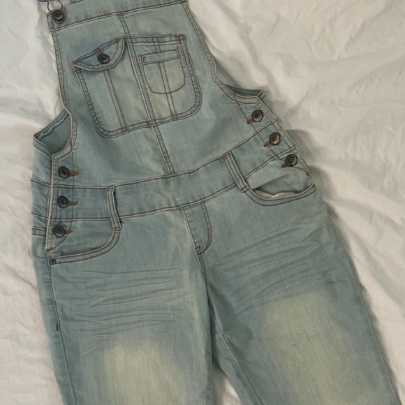 ChiQle Denim Architect Overalls Women's Light Blue Denim Jumpsuit - Small - Picture 3 of 8